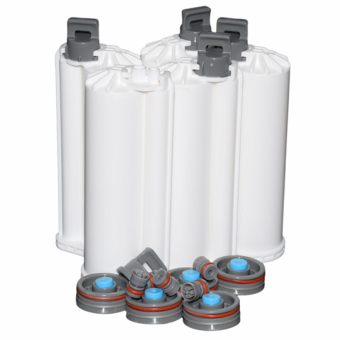 500pcs 50ml 10:1 Empty Cartridge Dual-Barrel Tube Set with Seal Cap and Sealing Pistons