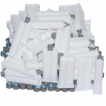 600 Pieces 1:1 Cartridges 50ml Dual-Barrel Empty Glue Tube Set with Cap and Sealing Pistons for 50ml 1:1 Adhesives AB Glue Guns